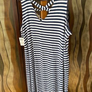 NWT Style & Co Plus Size Sleeveless Navy/White Dress, size 2X